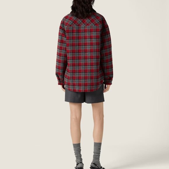 Miu Miu Grey Padded Check Jacket - Picture 2 of 12